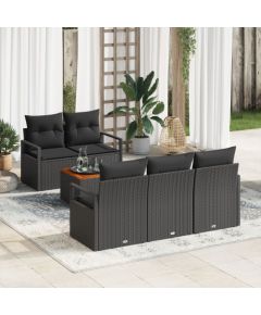 vidaXL 6-częściowy zestaw sof ogrodowych z poduszkami czarny polirattan, vidaXL 2-osobowa sofa ogrodowa z poduszkami czarny polirattan Dārza mēbeļu komplekti