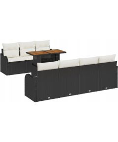 Zestaw sof ogrodowych vidaXL 8-częściowy z poduszkami w kolorze czarnym, polirattan, akacja, Sofa ogrodowa vidaXL 2-osobowa z poduszkami - czarny polirattan Dārza mēbeļu komplekti