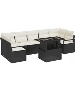 vidaXL Zestaw 8-częściowych kanap ogrodowych z poduszkami czarna rattanowa, vidaXL 2-osobowa sofa ogrodowa z poduszkami czarna rattanowa Dārza mēbeļu komplekti