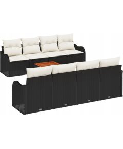 Zestaw Sof Ogrodowych vidaXL 9 Części z Poduszkami Czarny Polirattan Akacja, Zestaw Sof Ogrodowych vidaXL 2-osobowy z Poduszkami Czarny Polirattan Dārza mēbeļu komplekti