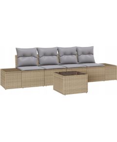 vidaXL Zestaw 5 częściowy sof ogrodowych z poduszkami Beżowy z polirattanu Dārza mēbeļu komplekti