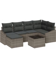 vidaXL Zestaw Sof Ogrodowych  6 Elementów z Poduszkami szary polirattan Dārza mēbeļu komplekti