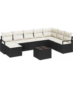 vidaXL 8-częściowy zestaw sof ogrodowych z poduszkami w brązowym polirattan, vidaXL 2-osobowa sofa ogrodowa z poduszkami w czarnym polirattan Dārza mēbeļu komplekti