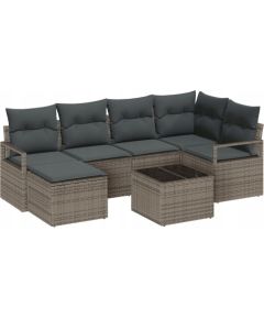 vidaXL 6-częściowy zestaw sofy ogrodowej z poduszkami czarny technorattan, vidaXL sofa ogrodowa 2-osobowa z poduszkami szary technorattan Dārza mēbeļu komplekti