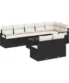 vidaXL 8-częściowy zestaw sofy ogrodowej z poduszkami brązowy polirattan, vidaXL 2-osobowa sofa ogrodowa z poduszkami czarny polirattan Dārza mēbeļu komplekti