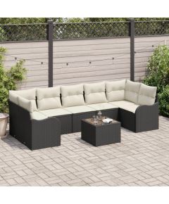 Vidaxl Komplet 8-członowej sofy ogrodowej z poduszkami czarny polirattan, Komplet 2-osobowej sofy ogrodowej z poduszkami czarny polirattan Dārza mēbeļu komplekti