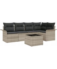 vidaXL Zestaw sof ogrodowych  z poduszkami szary poli rattan Dārza mēbeļu komplekti