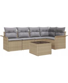 vidaXL Zestaw 6-częściowy sof ogrodowych  z poduszkami czarny rattan Dārza mēbeļu komplekti