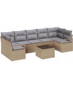 vidaXL 8-częściowy zestaw sof ogrodowych z poduszkami beżowy polirattan, vidaXL 2-osobowa sofa ogrodowa z poduszkami beżowy polirattan Dārza mēbeļu komplekti