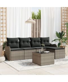 vidaXL 5 Częściowy Zestaw Sof z Poduszkami Czarny Poli Rattan, vidaXL Sofa Ogrodowa 2-osobowa z Poduszkami Szary Poli Rattan Dārza mēbeļu komplekti