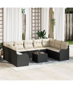 vidaXL 9-częściowy zestaw sofy ogrodowej z poduszkami z brązowego polirattanu, vidaXL Dwuosobowa sofa ogrodowa z poduszkami czarna polirattanowa Dārza mēbeļu komplekti