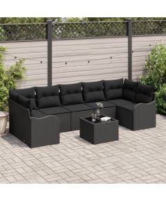 vidaXL Zestaw 8-częściowy Sof Ogrodowych z Poduszkami Czarny Poli Rattan, vidaXL 2-osobowa Sofa Ogrodowa z Poduszkami Czarny Poli Rattan Dārza mēbeļu komplekti