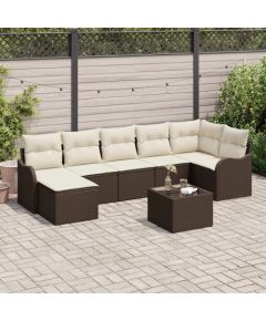 vidaXL 7-częściowy Zestaw Sofy Ogrodowej z Poduszkami Szary Polirattan, vidaXL 2-osobowa Sofa Ogrodowa z Poduszkami Brązowy Polirattan Dārza mēbeļu komplekti