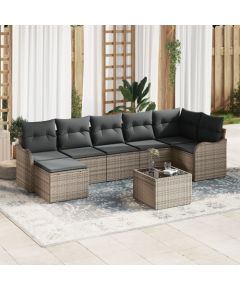 vidaXL 7-częściowy zestaw sof ogrodowych z poduszkami czarny rattan sztuczny, vidaXL 2-osobowa sofa ogrodowa z poduszkami szary rattan sztuczny Dārza mēbeļu komplekti