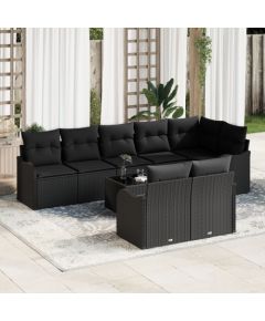 Zestaw 9-częściowy kanapy ogrodowej vidaXL z poduszkami beżowy polirattan, Zestaw 2-osobowej kanapy ogrodowej vidaXL z poduszkami czarny polirattan Dārza mēbeļu komplekti