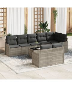 vidaXL 9-częściowy zestaw kanap ogrodowych z poduszkami szary polirattan, vidaXL 2-osobowa kanapa ogrodowa z poduszkami jasnoszary polirattan Dārza mēbeļu komplekti