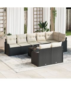 vidaXL 8-częściowy zestaw sof z poduszkami brązowy synthetic rattan, vidaXL 2-osobowa sofa ogrodowa z poduszkami czarny synthetic rattan Dārza mēbeļu komplekti