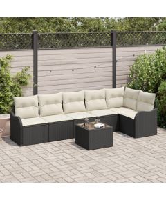 vidaXL Zestaw Sof Ogrodowych 6-częściowy z Poduszkami Brązowy Poli Rattan, vidaXL Sofa Ogrodowa 2-osobowa z Poduszkami Czarny Poli Rattan Dārza mēbeļu komplekti