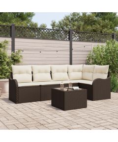 Zestaw sof ogrodowych vidaXL z poduszkami Szary Polirattan 5 części, Zestaw sof ogrodowych vidaXL 2-osobowy z poduszkami Brązowy Polirattan Dārza mēbeļu komplekti