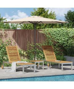 Leżaki vidaXL 2 szt. z stołem z litego drewna akacjowego, Leżak vidaXL z kółkami 207x58x35 cm z litego drewna akacjowego i stali nierdzewnej Шезлонги и пляжные стулья