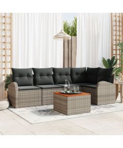 Vidaxl 6 Częściowy Zestaw Sof Ogrodowych z Poduszkami Szary Polirattan Akacja Dārza mēbeļu komplekti