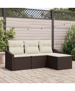 vidaXL 4 elementowy zestaw ogrodowy z poduszkami brązowy polirattan Dārza mēbeļu komplekti