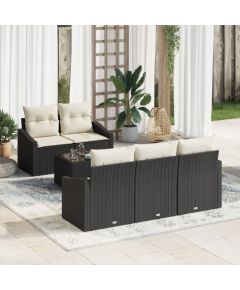 vidaXL Zestaw sofy ogrodowej  6 elementowy z poduszkami czarny polirattan Dārza mēbeļu komplekti