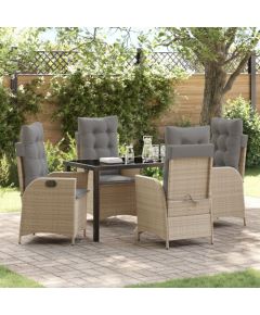 vidaXL Zestaw 5 elementów do jadalni ogrodowej z poduszkami w beżowym kolorze Dārza mēbeļu komplekti