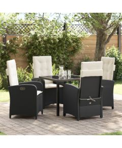 vidaXL Zestaw Do Jadalni  5 Częściowy Z Poduszkami Czarny Polirattan Dārza mēbeļu komplekti