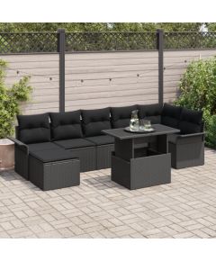 vidaXL 8-częściowy Zestaw Sof Ogrodowych z Poduszkami Czarny Polirattan Dārza mēbeļu komplekti