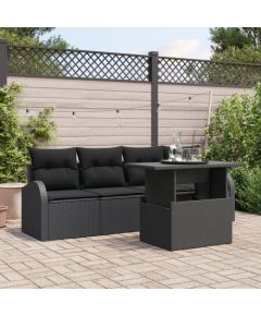 vidaXL 5-częściowy zestaw sof ogrodowych z poduszkami czarny rattan PE Dārza mēbeļu komplekti