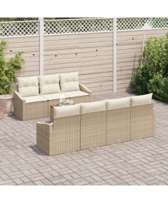 vidaXL Zestaw 8-osobowy sofa ogrodowa z poduszkami Beżowy poli rattan Akacja Dārza mēbeļu komplekti