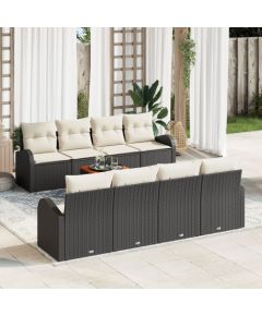 vidaXL Zestaw sof ogrodowych  9-częściowy z poduszkami czarny polirattan akacja Dārza mēbeļu komplekti