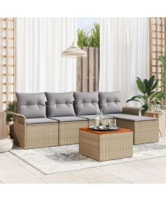 vidaXL Zestaw Sofy Ogrodowej Zestaw 6 Beżowy i szary Rattan i materiał Dārza mēbeļu komplekti