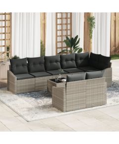 vidaXL Zestaw sof ogrodowych  Zestaw 9 Jasnoszary Rattan Sofa na zewnątrz Dārza mēbeļu komplekti