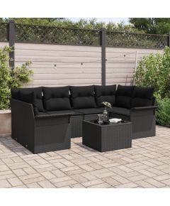 vidaXL Zestaw sofy ogrodowej  z poduszkami czarny poli rattan Dārza mēbeļu komplekti