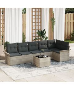 vidaXL 7-Częściowy Zestaw Sofy Ogrodowej z Poduszkami Szary Polirattan Dārza mēbeļu komplekti