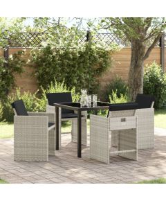 vidaXL Zestaw 5-częściowy mebli ogrodowych z poduszkami jasnoszary poli rattan Dārza mēbeļu komplekti