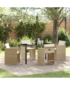 vidaXL Zestaw 5 Częściowych Mebli Ogrodowych z Poduszkami Beżowy Polirattan Dārza mēbeļu komplekti