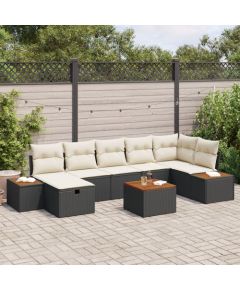 vidaXL 8-częściowy zestaw sof ogrodowych z poduszkami czarny polirattan Dārza mēbeļu komplekti