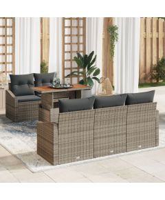 vidaXL 6-częściowy zestaw sof ogrodowych z poduszkami szary technorattan Dārza mēbeļu komplekti