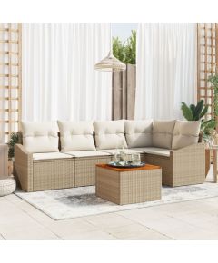 vidaXL Zestaw sof ogrodowych  z poduszkami Beżowy Rattan PE Akacja Dārza mēbeļu komplekti