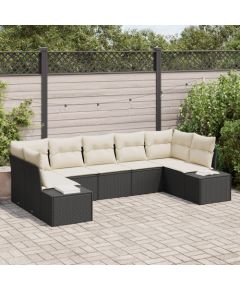 vidaXL Zestaw 7-częściowy sof ogrodowych z poduszkami czarny polirattan Dārza mēbeļu komplekti