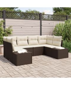 vidaXL 6-częściowy zestaw sof ogrodowych z poduszkami Brązowy rattan syntetyczny Dārza mēbeļu komplekti