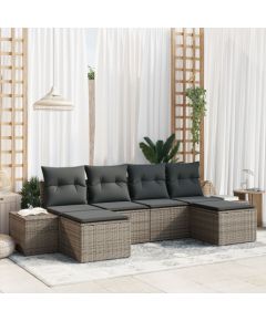 vidaXL Szary 6-częściowy zestaw sof ogrodowych z poduszkami Polirattan Dārza mēbeļu komplekti