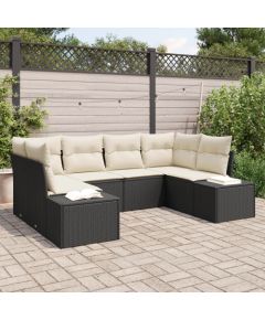 vidaXL Zestaw 6-częściowy sof ogrodowych z poduszkami Czarny Polirattan Dārza mēbeļu komplekti