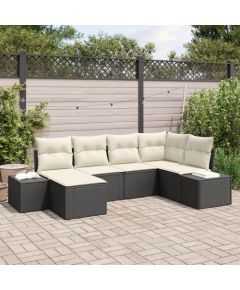 vidaXL Zestaw sofy ogrodowej Zestaw 6 Czarny i biały Dārza mēbeļu komplekti