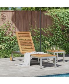 vidaXL Leżak Słoneczny Naturalne drewno Drewno akacjowe z ramą metalową Шезлонги и пляжные стулья