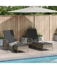 vidaXL Zestaw Leżaków Zestaw 3 Szary i ciemnoszary Polirattan Шезлонги и пляжные стулья