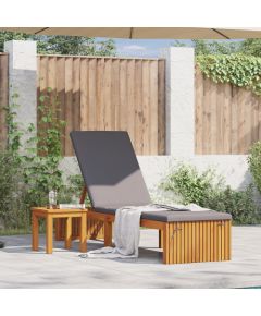 vidaXL Leżak  z poduszką Szary, Brązowy Drewno, Poduszka poliestrowa Шезлонги и пляжные стулья